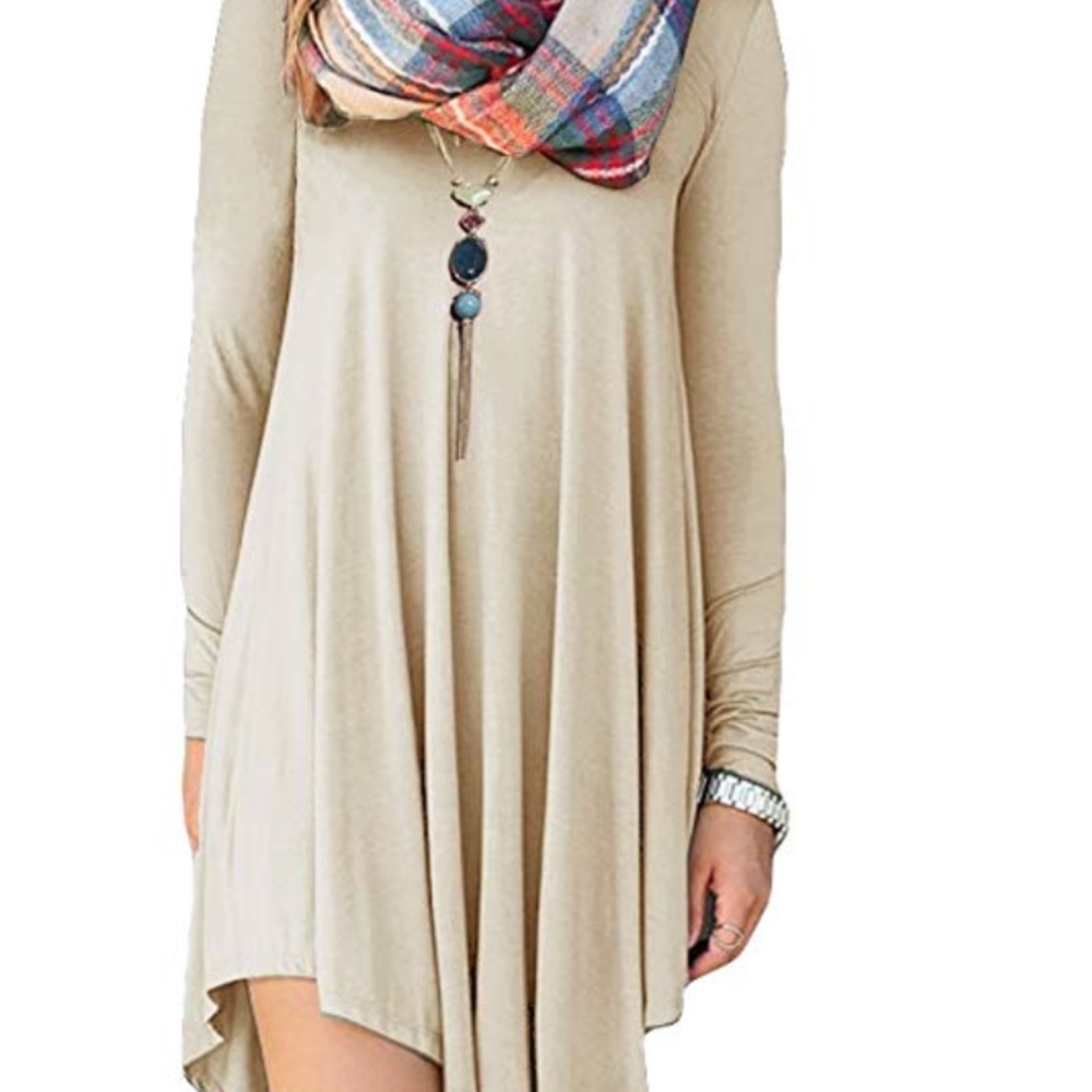 Beige Longsleeve T-shirt Dress